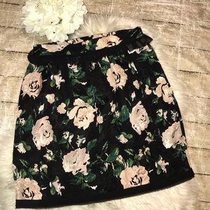 Club Monaco Black Floral Skirt